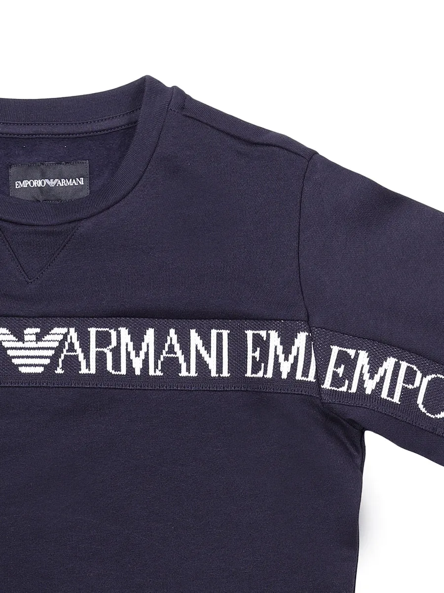 Emporio Armani Kids Logo Stripe Crewneck Sweatshirt