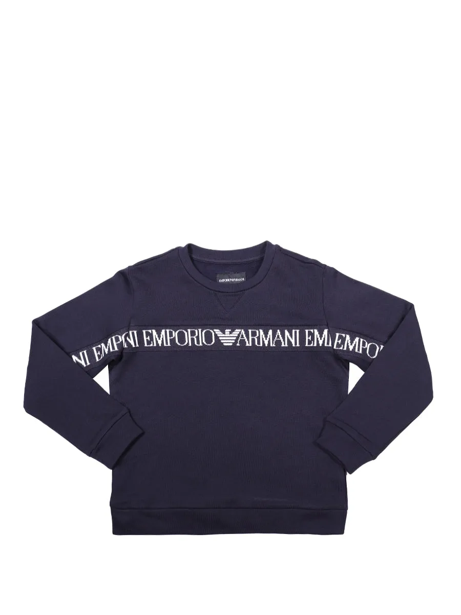 Emporio Armani Kids Logo Stripe Crewneck Sweatshirt
