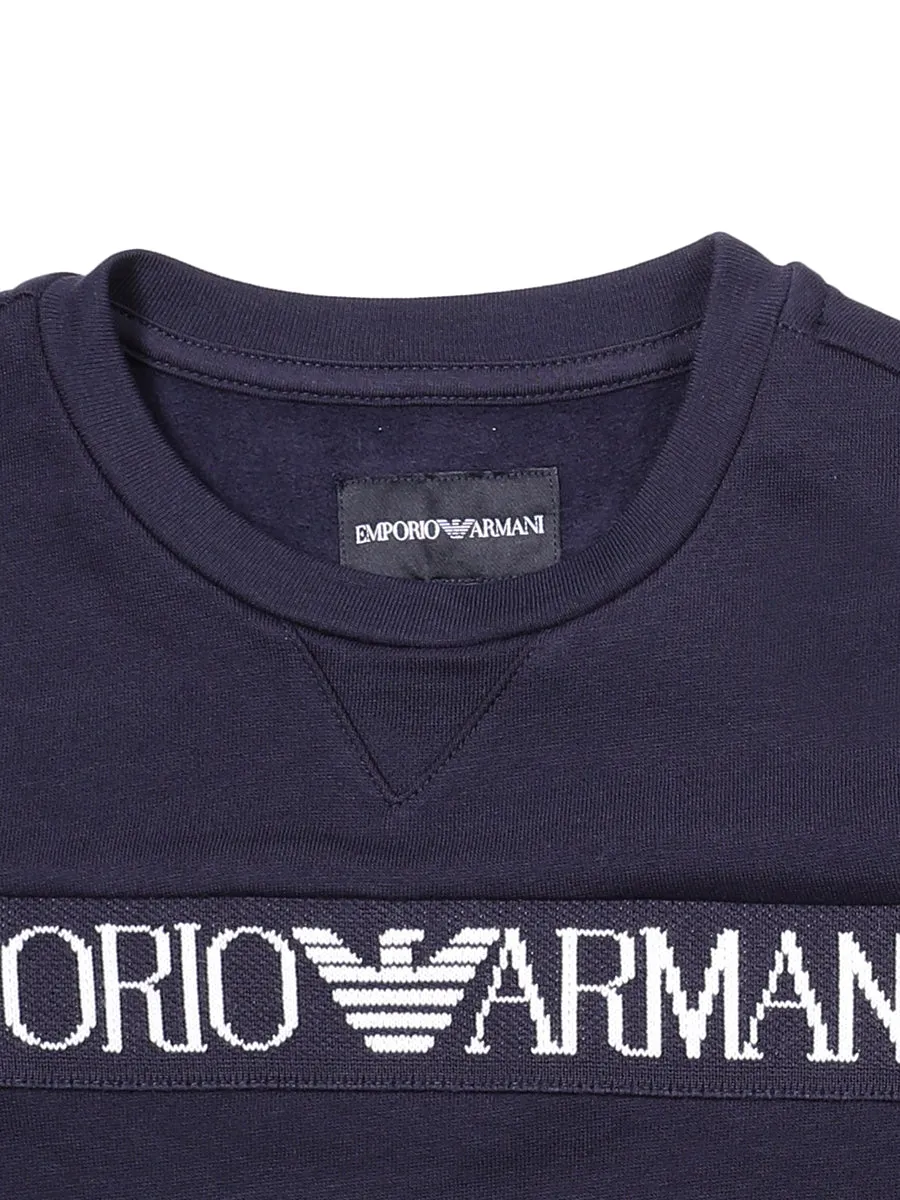 Emporio Armani Kids Logo Stripe Crewneck Sweatshirt