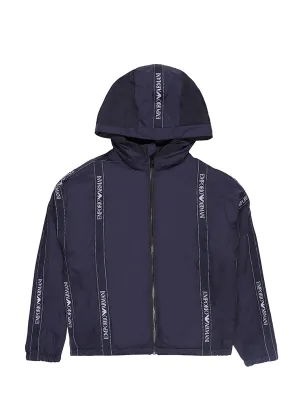 Emporio Armani Kids Logo Stripe Zipped Jacket