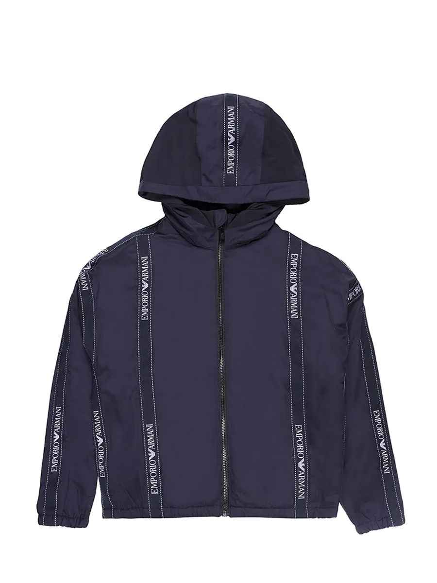 Emporio Armani Kids Logo Stripe Zipped Jacket