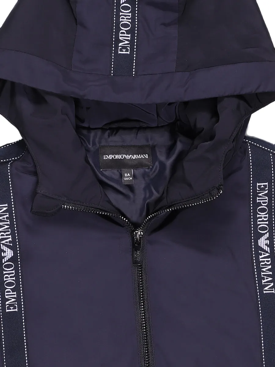 Emporio Armani Kids Logo Stripe Zipped Jacket