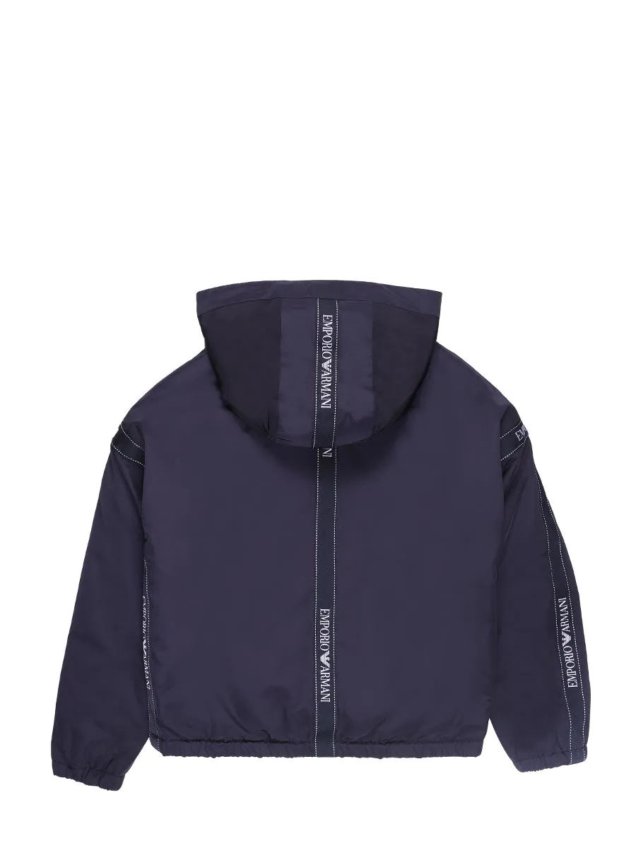 Emporio Armani Kids Logo Stripe Zipped Jacket