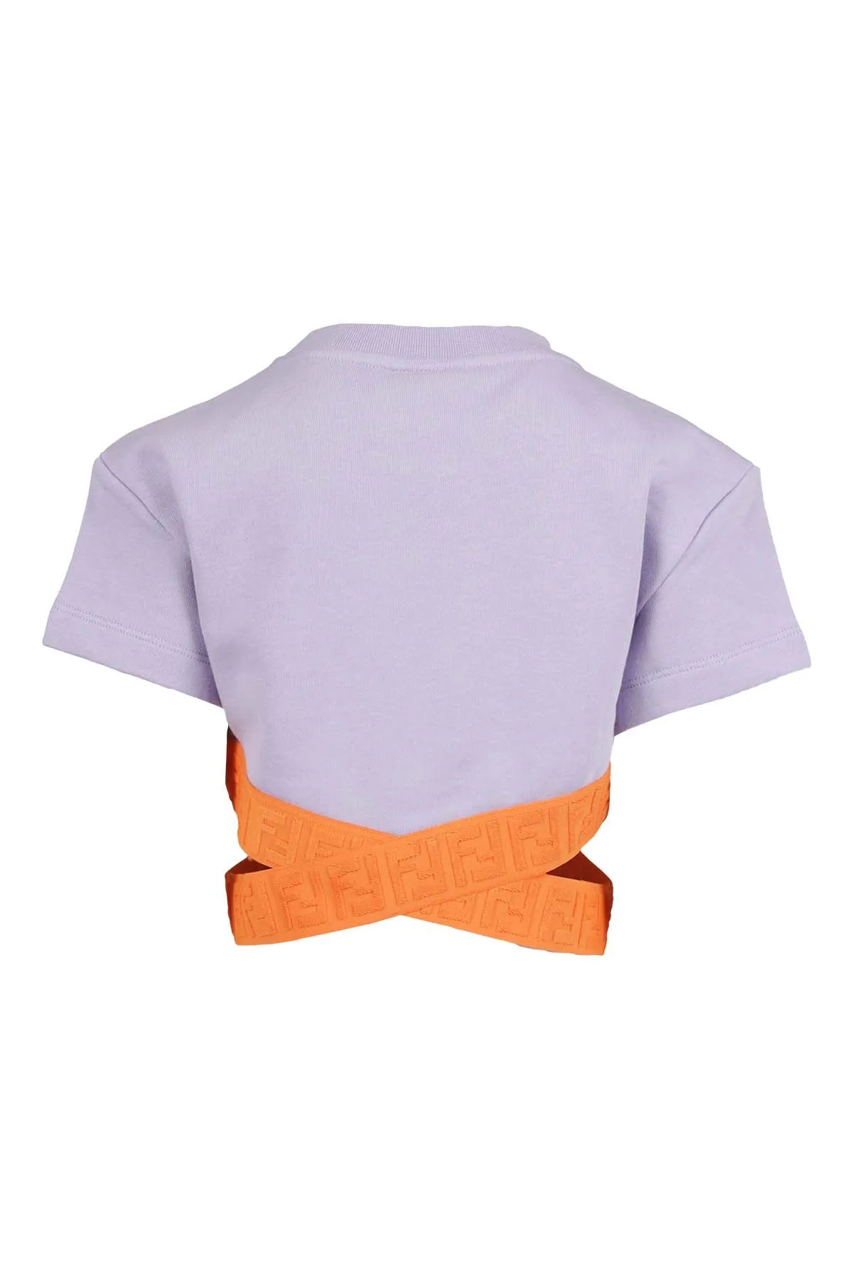 Fendi Kids Cut-Out Crewneck Cropped T-Shirt