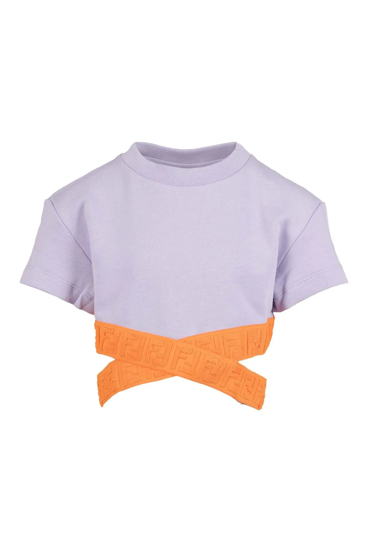 Fendi Kids Cut-Out Crewneck Cropped T-Shirt