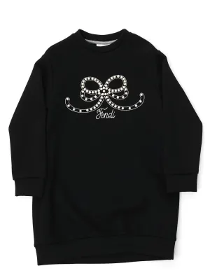 Fendi Kids Embellished Bow Sweatshirt Dress