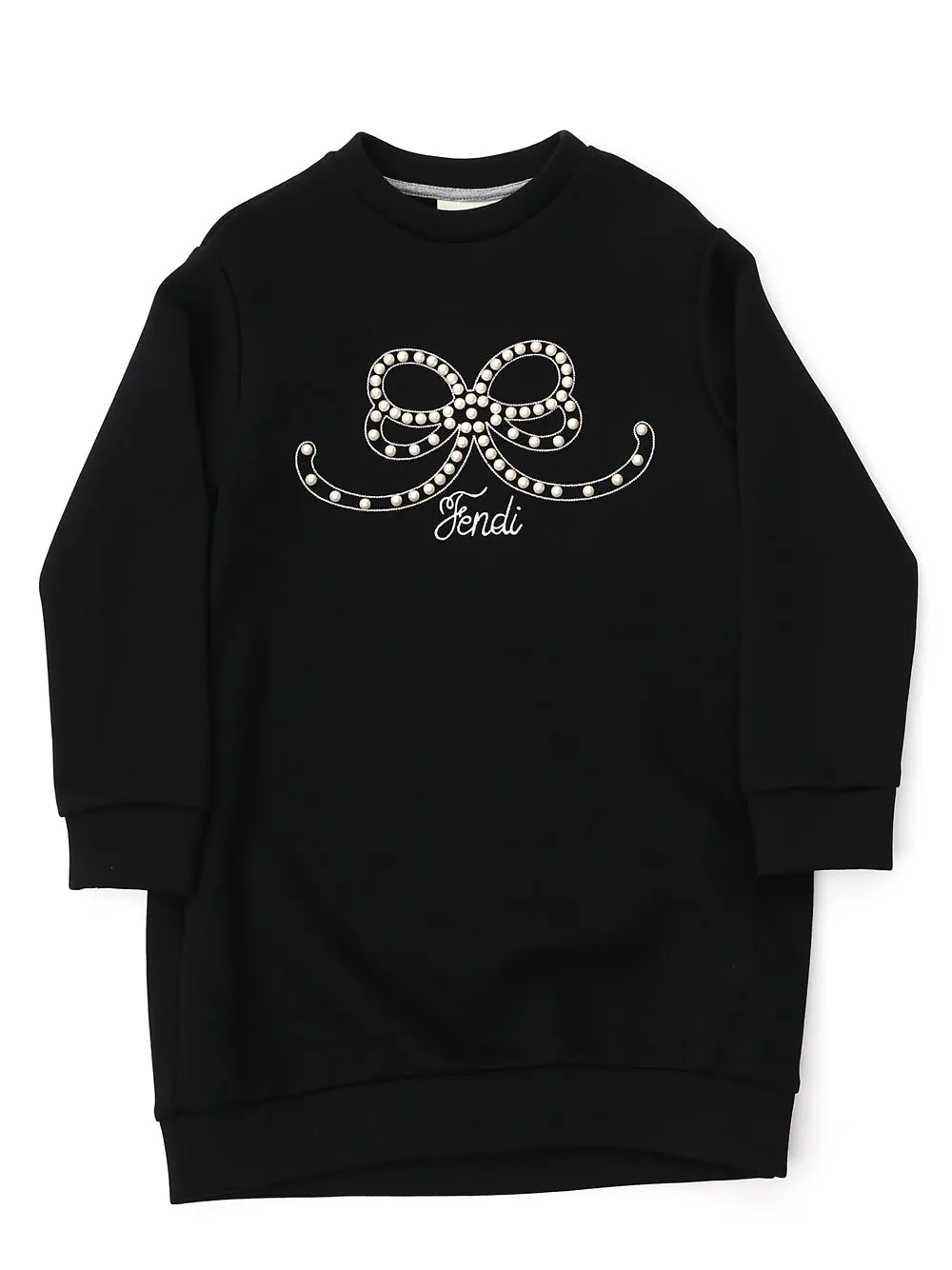 Fendi Kids Embellished Bow Sweatshirt Dress