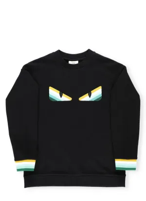 Fendi Kids Eyes Embroidered Crewneck Sweatshirt