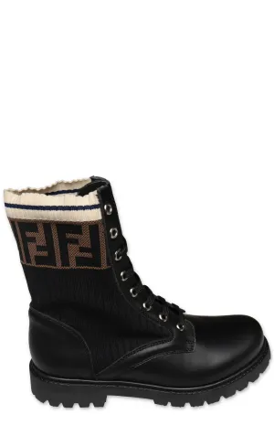 Fendi Kids FF Motif Lace-Up Boots