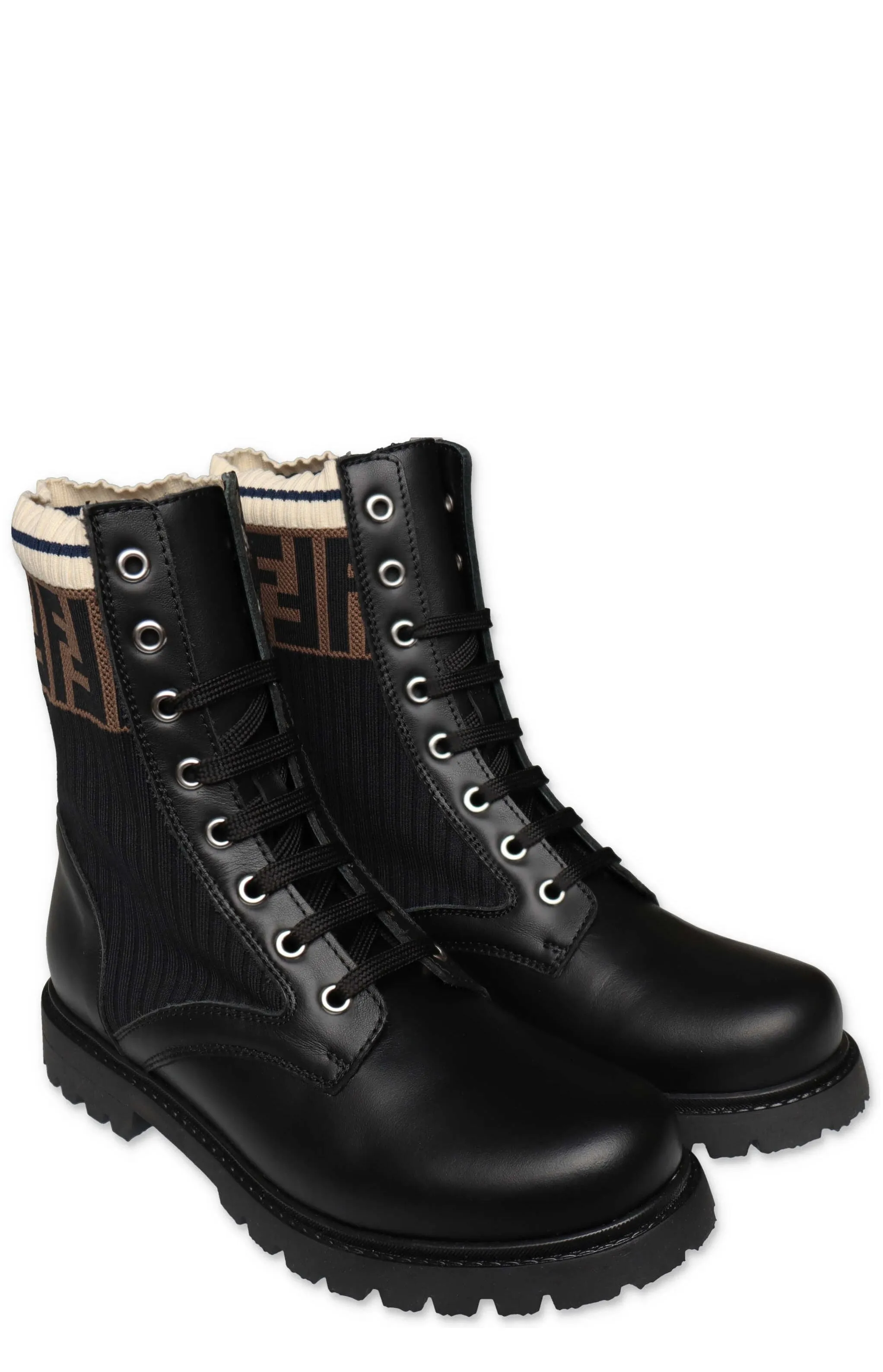 Fendi Kids FF Motif Lace-Up Boots