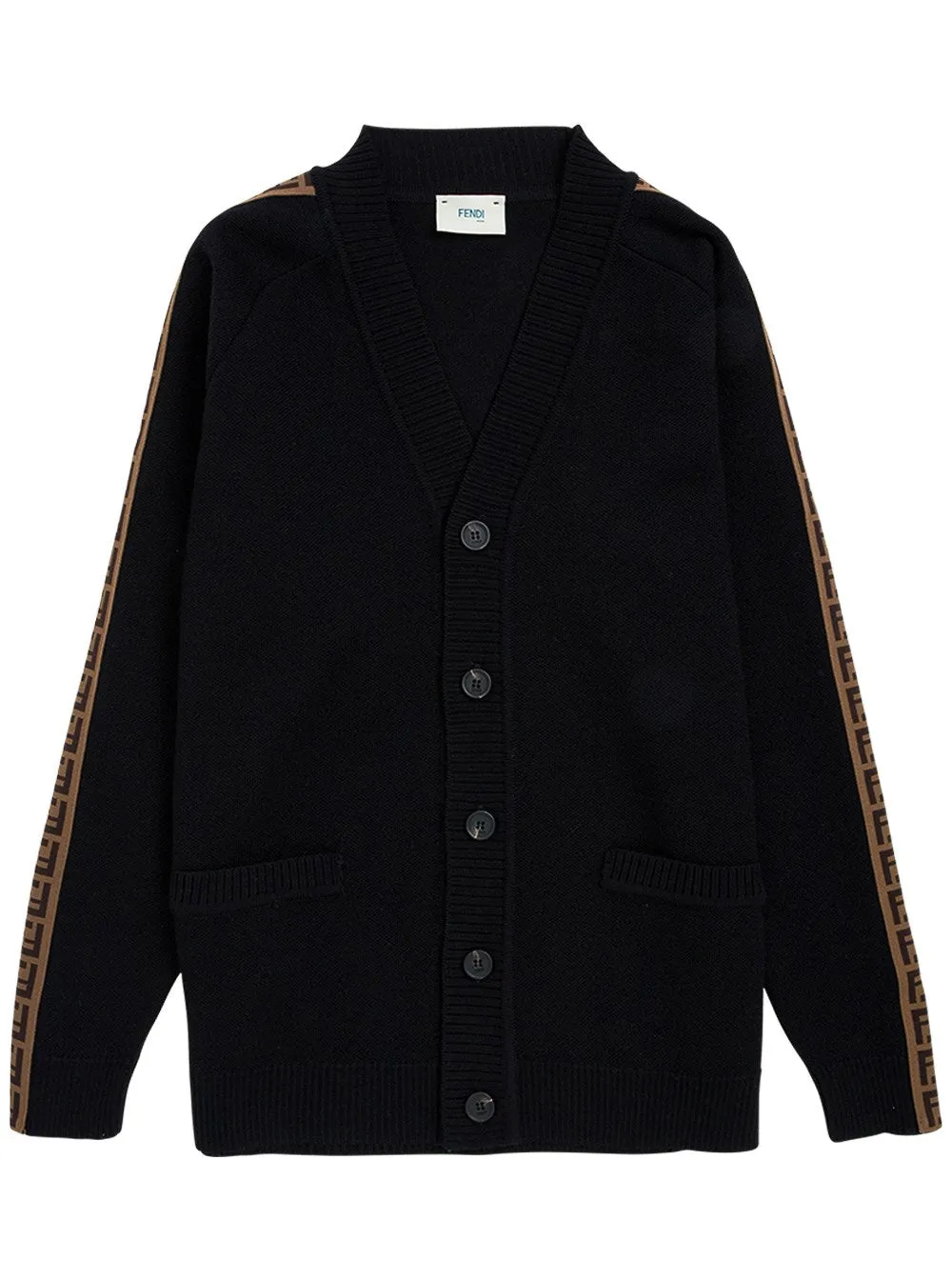 Fendi Kids FF Motif V-Neck Cardigan