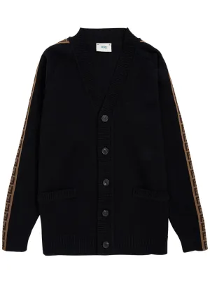 Fendi Kids FF Motif V-Neck Cardigan