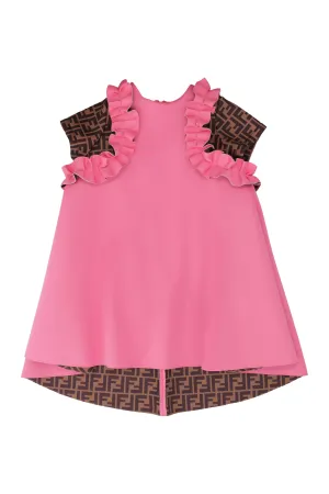 Fendi Kids FF Panelled Ruffled Dress