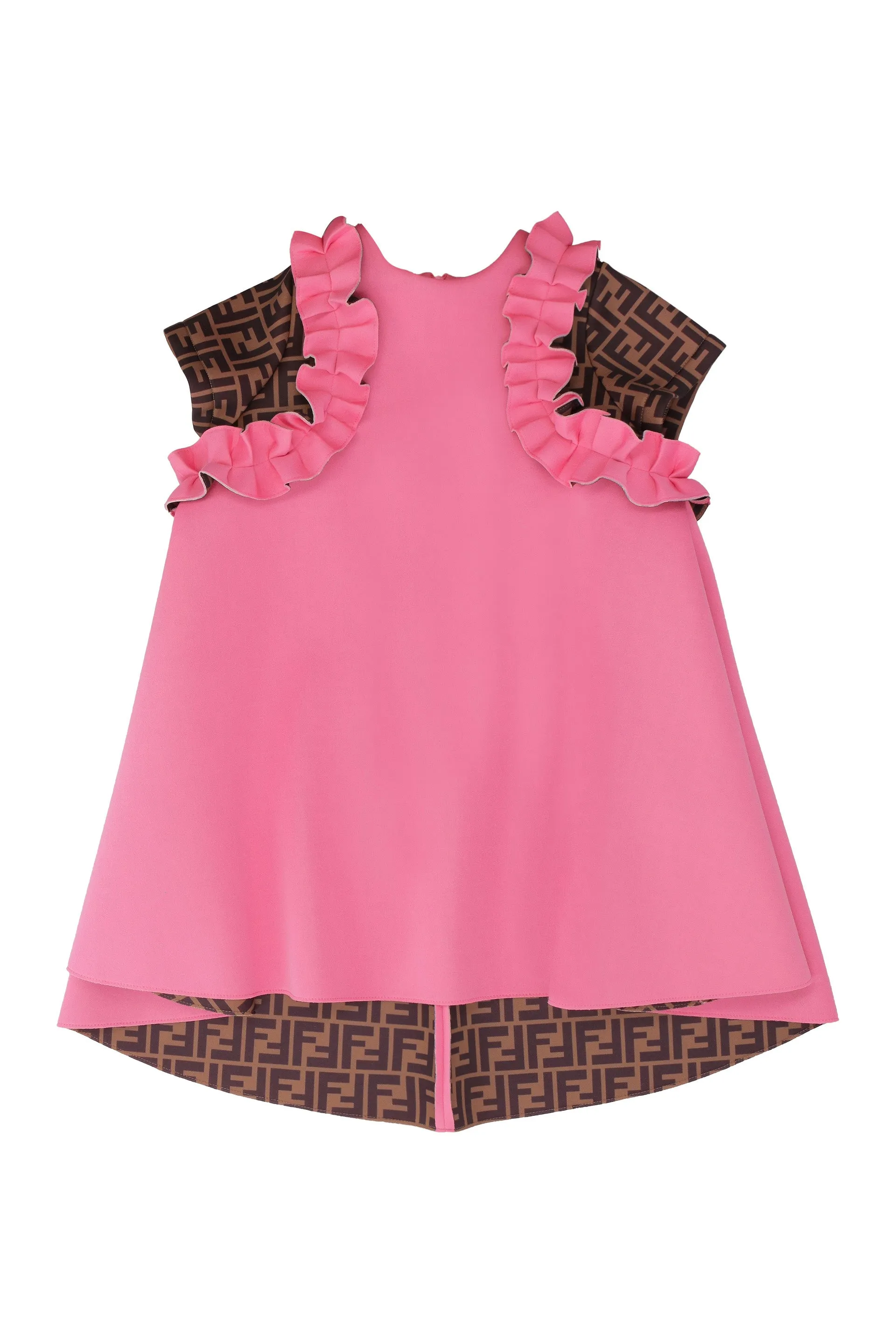 Fendi Kids FF Panelled Ruffled Dress