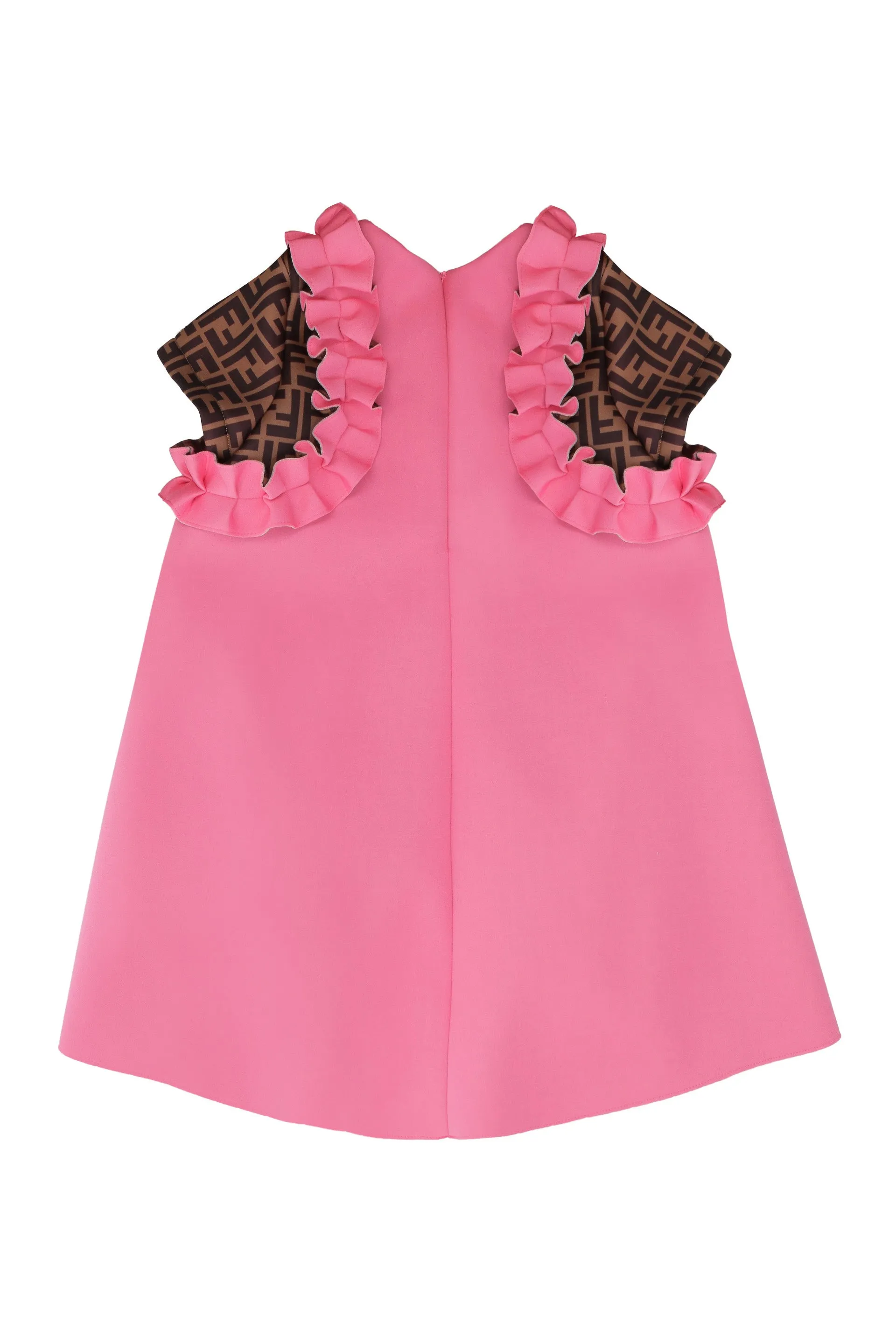 Fendi Kids FF Panelled Ruffled Dress