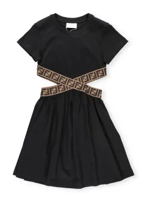 Fendi Kids FF Tape Cut-Out Dress