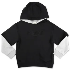 Fendi Kids Logo Embossed Layered Hoodie