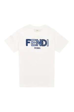 Fendi Kids Logo Embroidered Crewneck T-Shirt