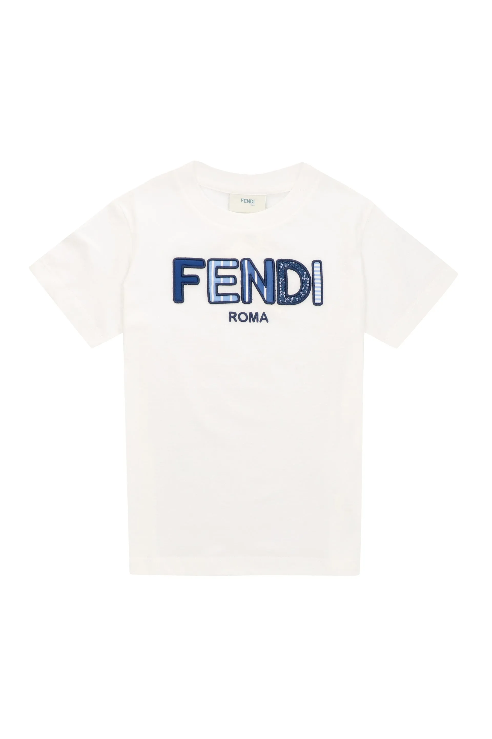 Fendi Kids Logo Embroidered Crewneck T-Shirt