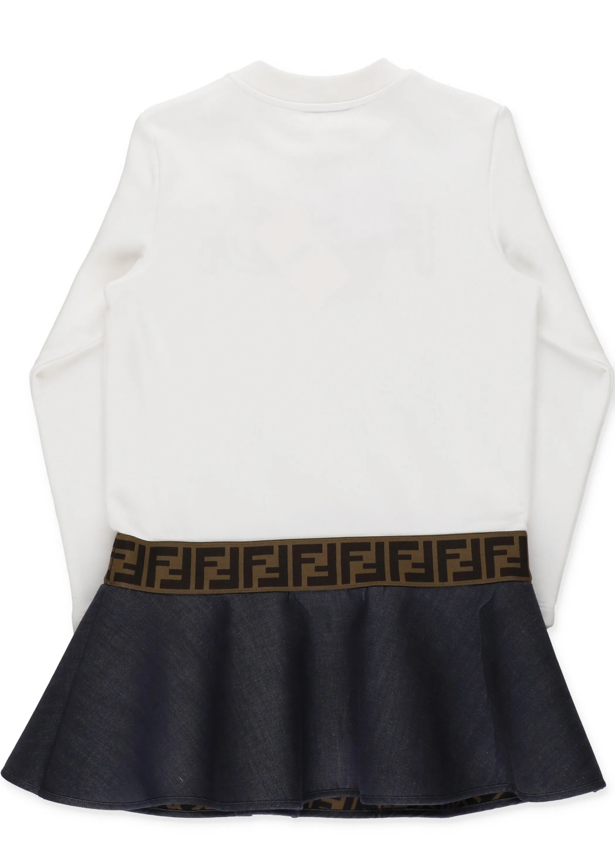 Fendi Kids Logo Embroidered Flared Dress