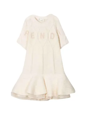 Fendi Kids Logo Embroidered Knitted Dress