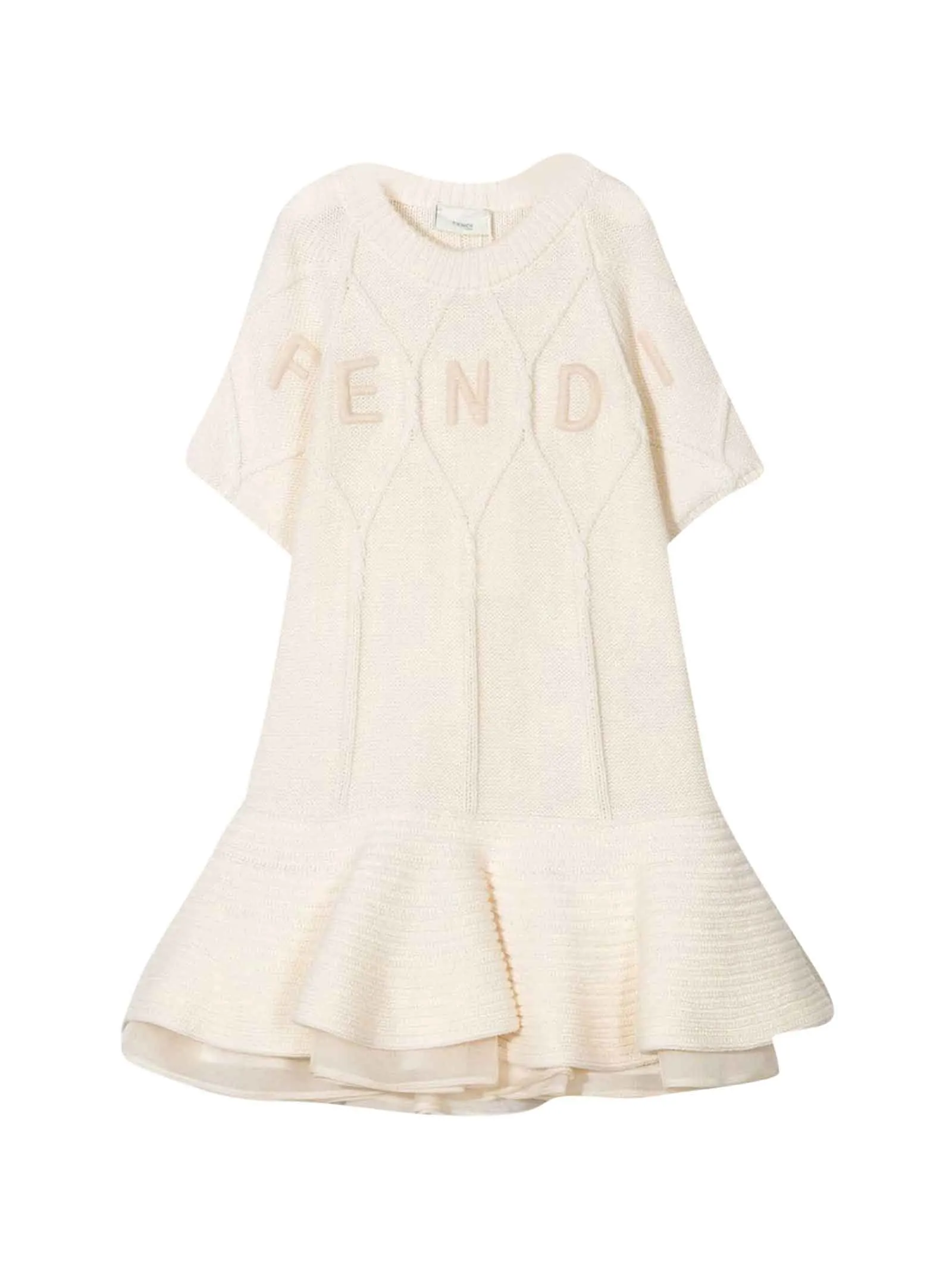 Fendi Kids Logo Embroidered Knitted Dress