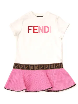 Fendi Kids Logo Embroidered T-Shirt Dress