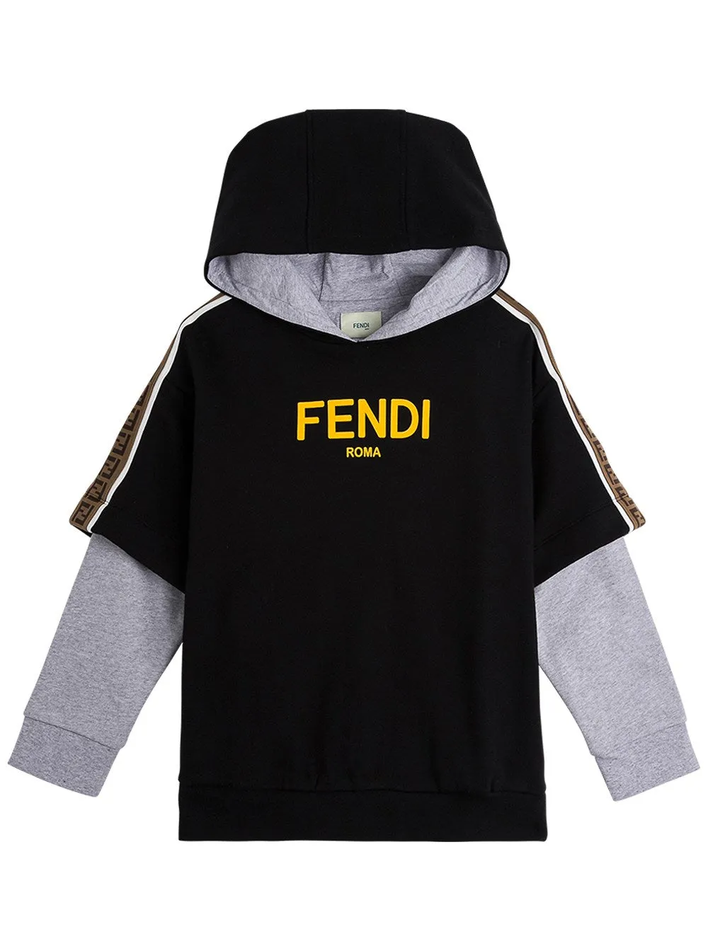 Fendi Kids Logo Printed Layered Hoodie