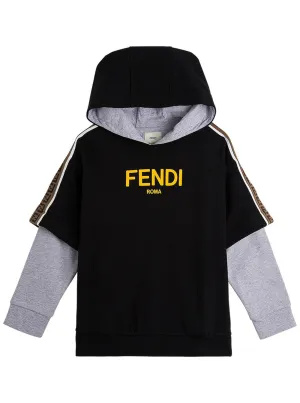 Fendi Kids Logo Printed Layered Hoodie