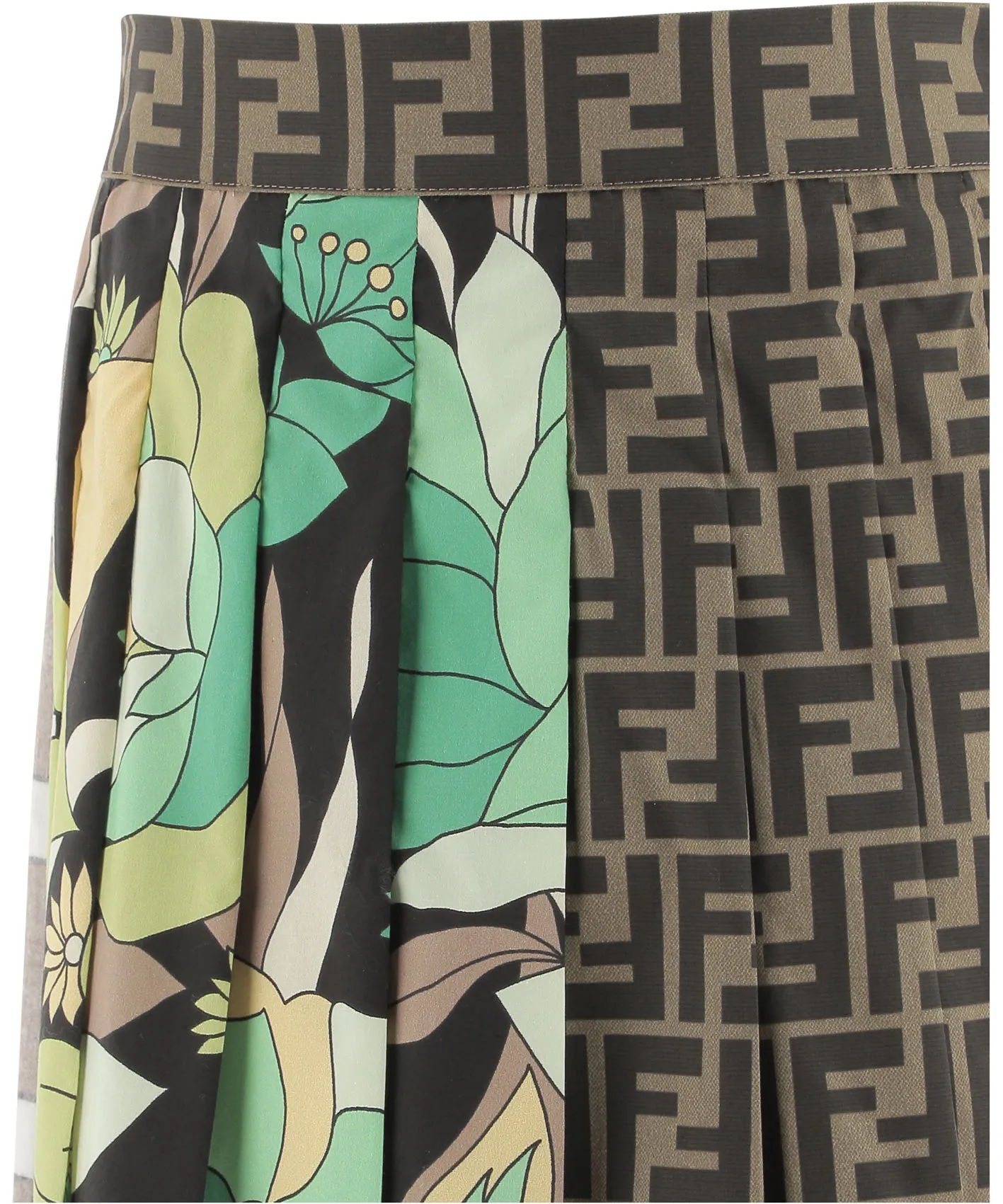 Fendi Kids Patchwork Pleated Skirt