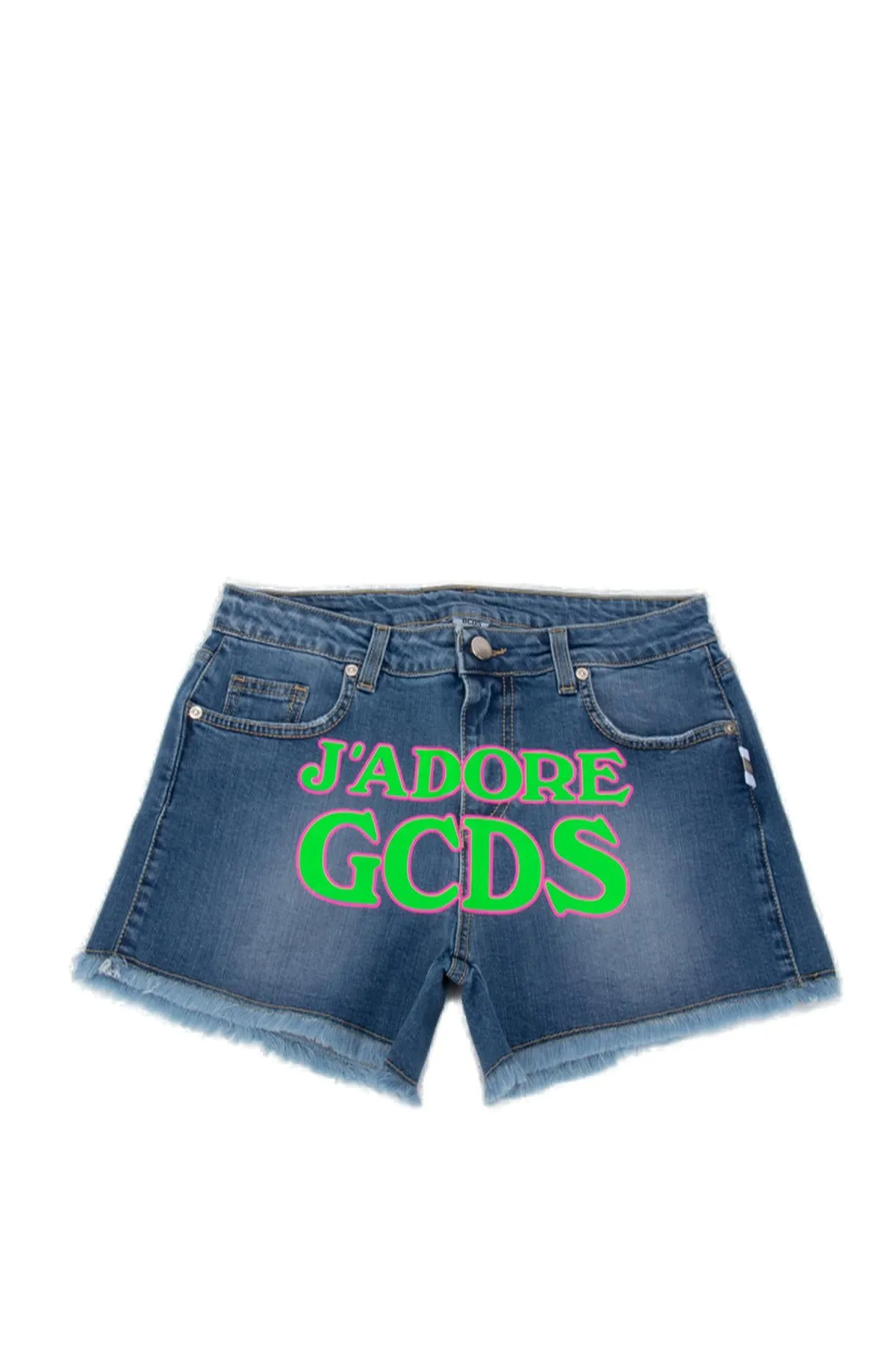 GCDS Kids Logo Print Denim Shorts