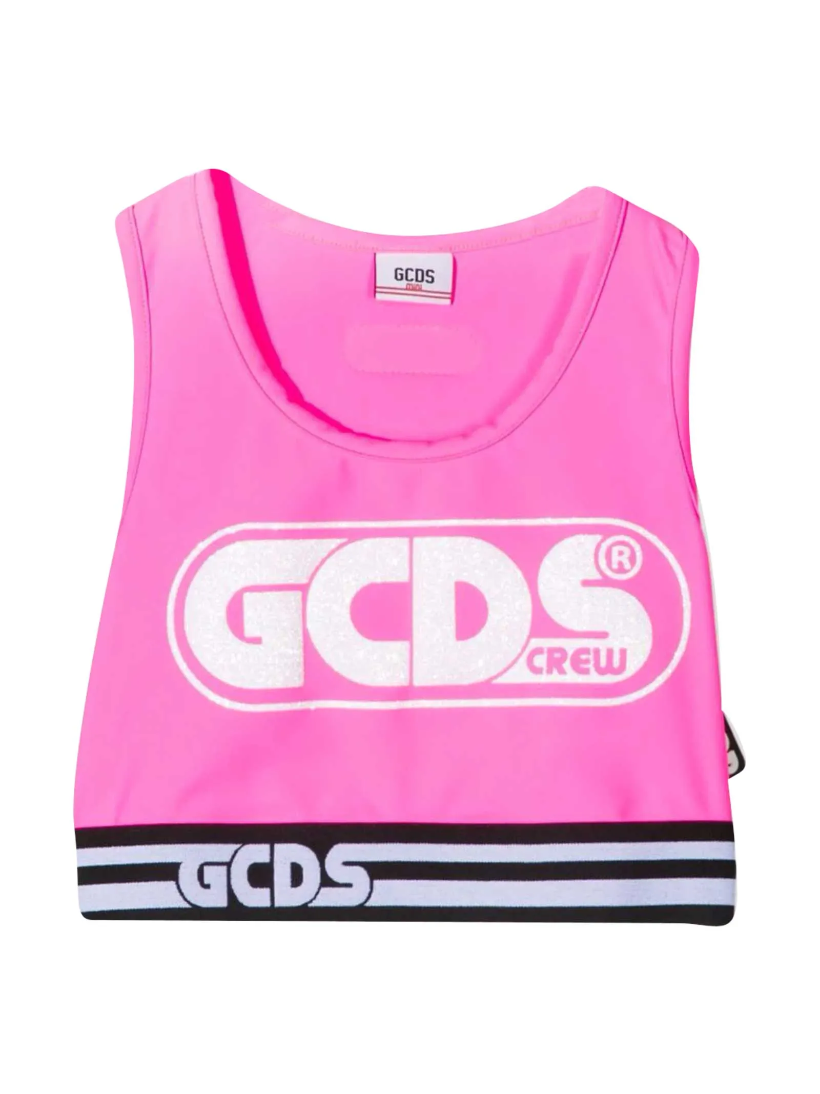 GCDS Kids Logo Printed Crop Top