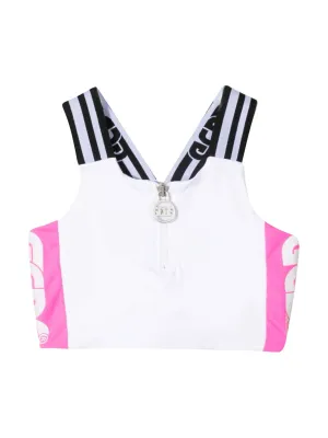 GCDS Kids Logo Printed Crop Top