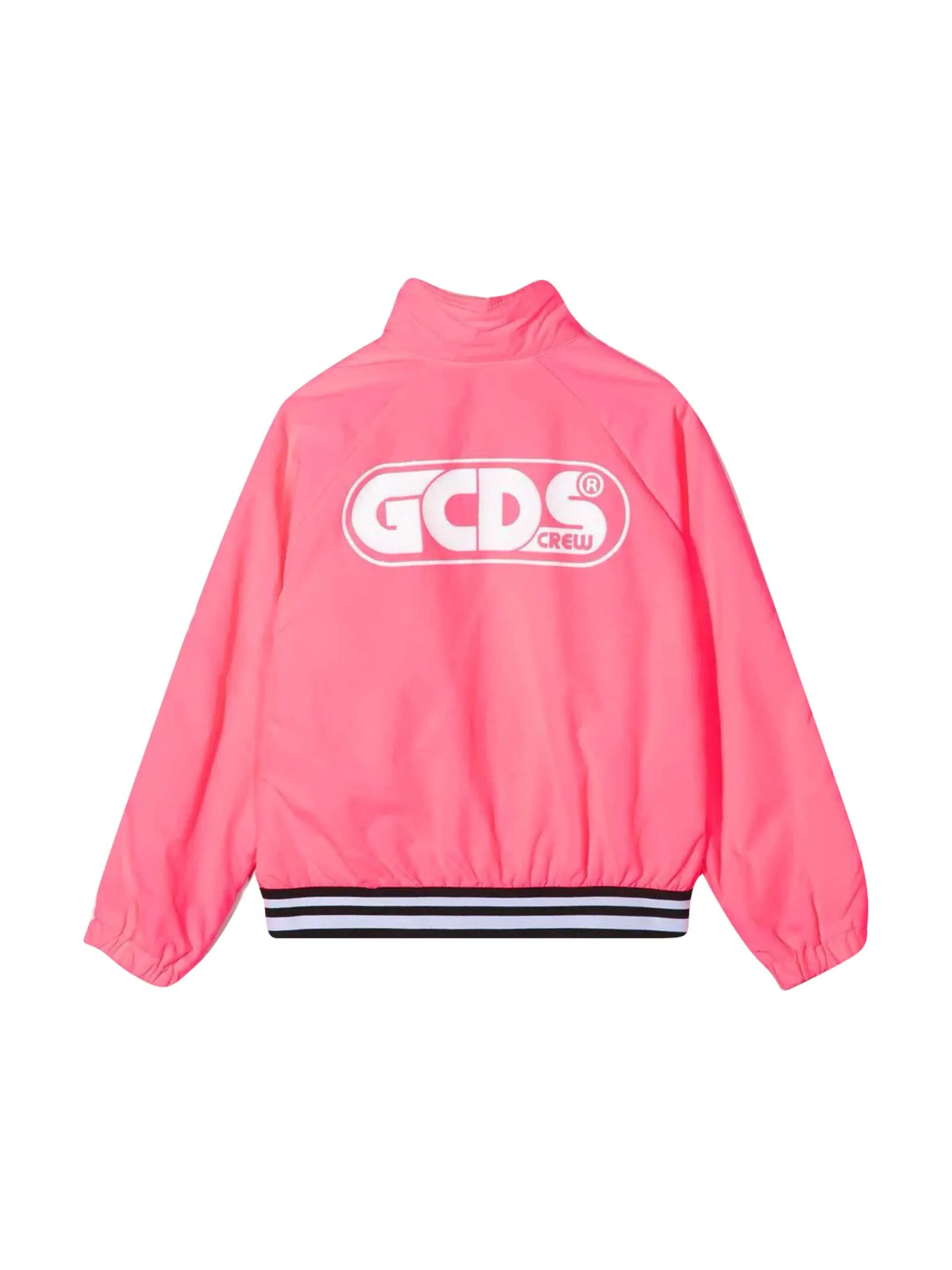 GCDS Kids Logo Printed Striped Hem Track Jacket