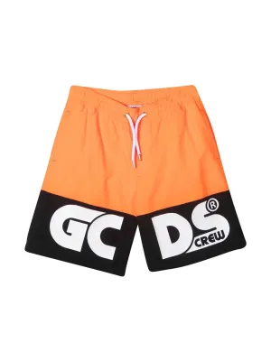 GCDS Kids Logo Printed Two-Tone Swim Shorts