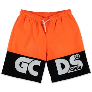 GCDS Kids Logo Printed Two-Tone Swim Shorts
