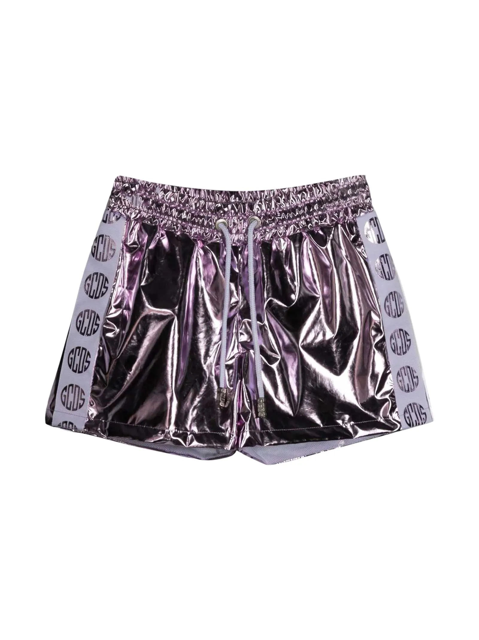 GCDS Kids Logo Stripe Metallic Shorts