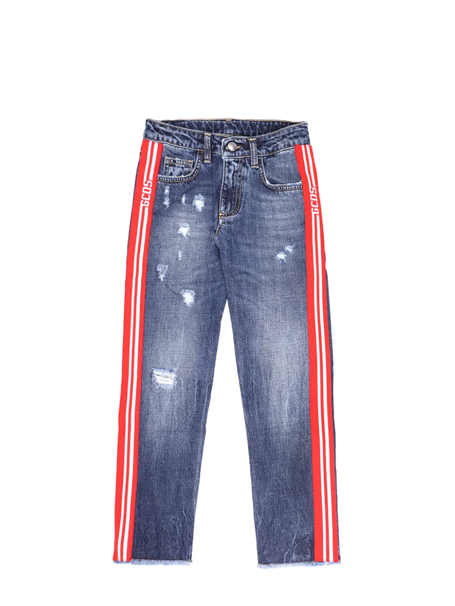GCDS Kids Logo Striped Jeans