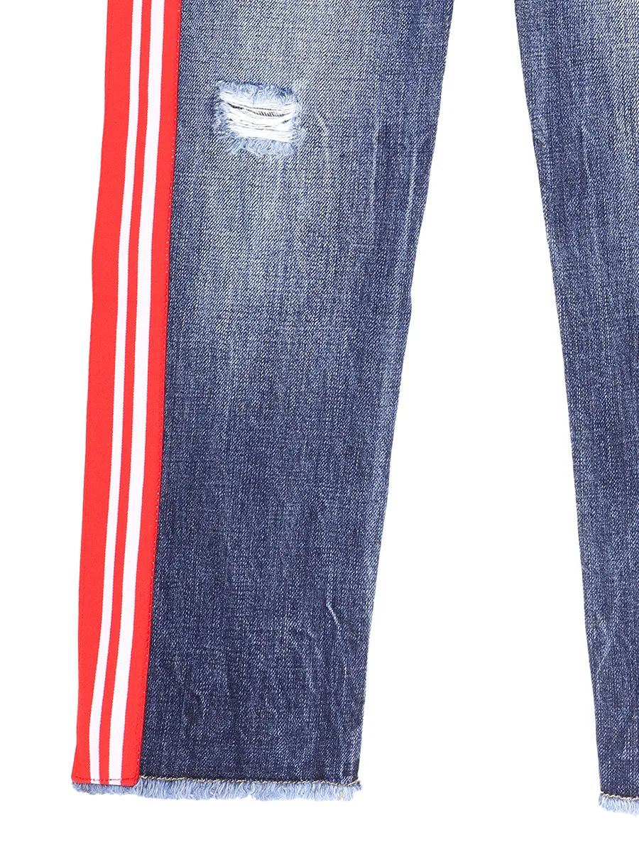 GCDS Kids Logo Striped Jeans