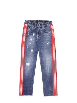 GCDS Kids Logo Striped Jeans