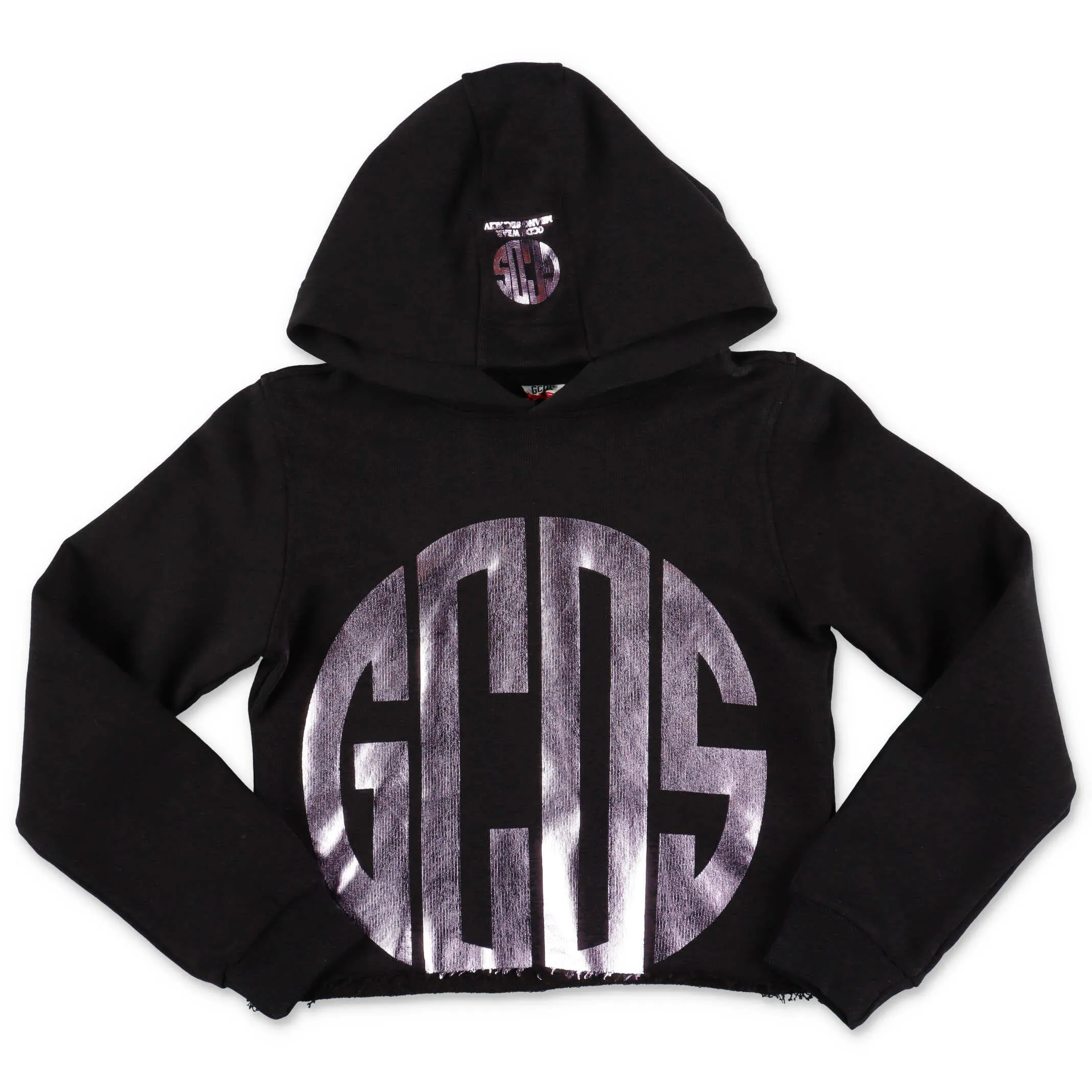 GCDS Kids Metallic Logo Cropped Hoodie