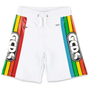 GCDS Kids Rainbow Stripe Logo Printed Shorts