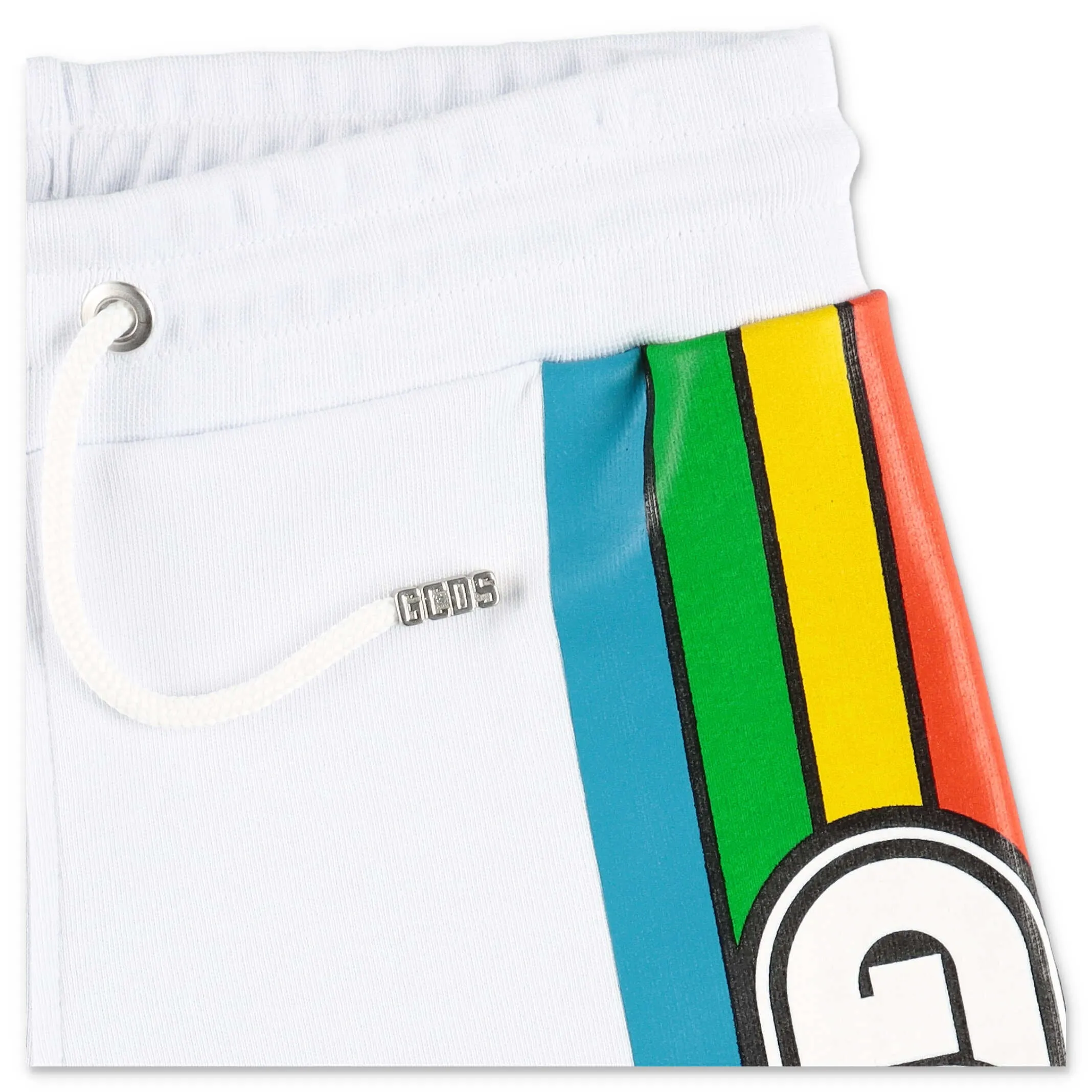 GCDS Kids Rainbow Stripe Logo Printed Shorts