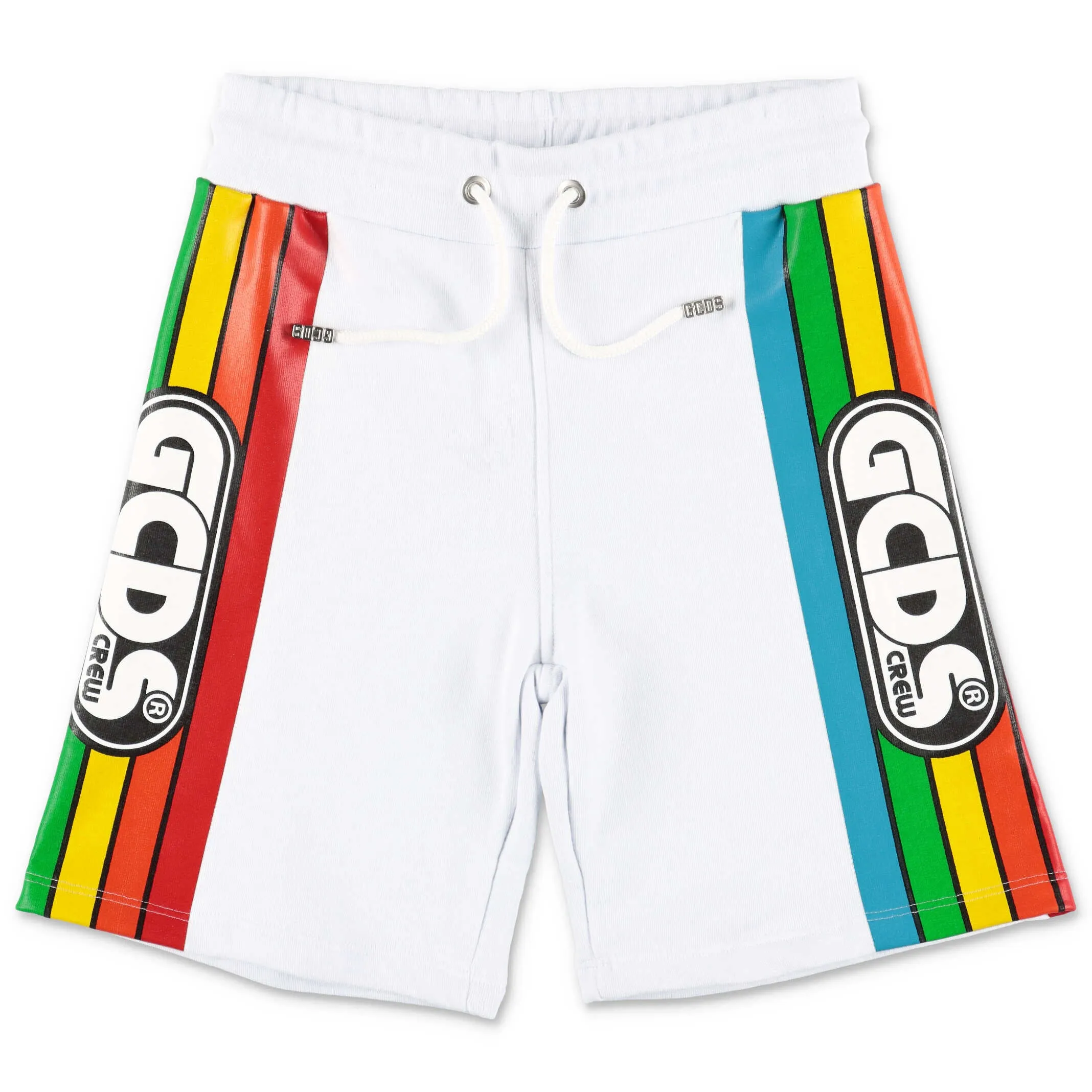 GCDS Kids Rainbow Stripe Logo Printed Shorts