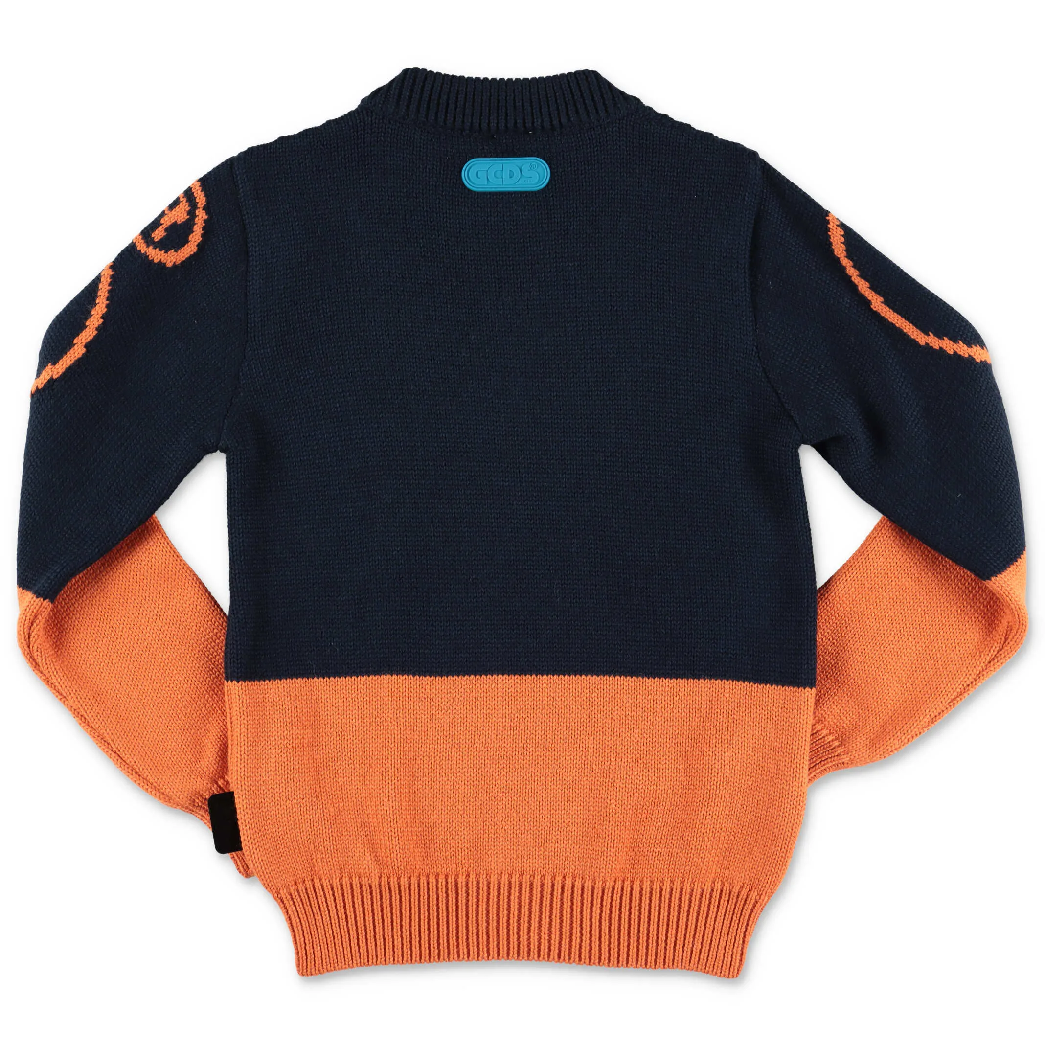 GCDS Kids Two-Tone Logo Intarsia Knit Jumper
