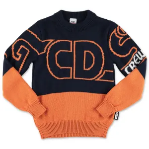 GCDS Kids Two-Tone Logo Intarsia Knit Jumper