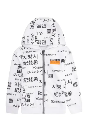 Givenchy Kids Allover Logo Printed Hooded Jacket