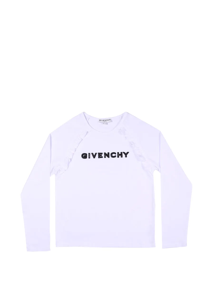 Givenchy Kids Frilled Logo Detailed Top