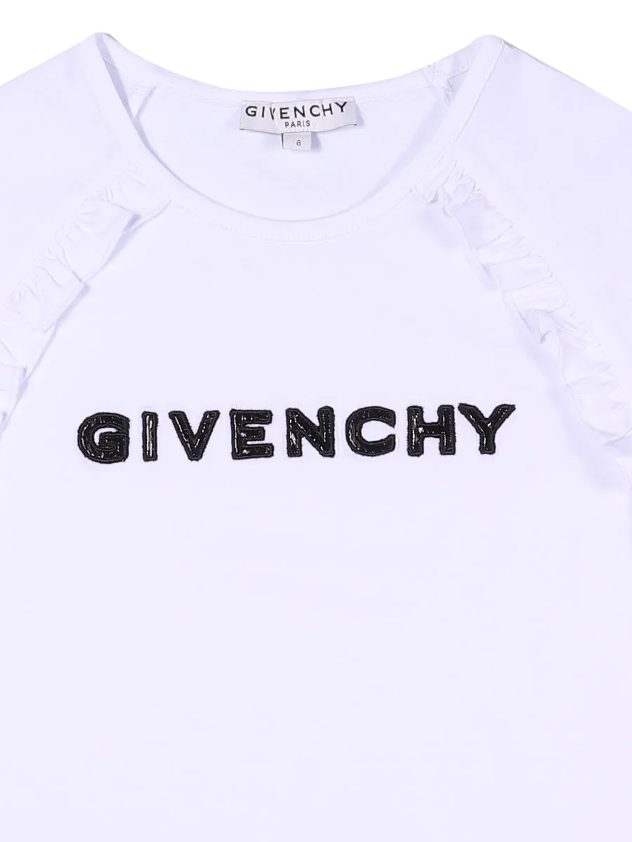 Givenchy Kids Frilled Logo Detailed Top