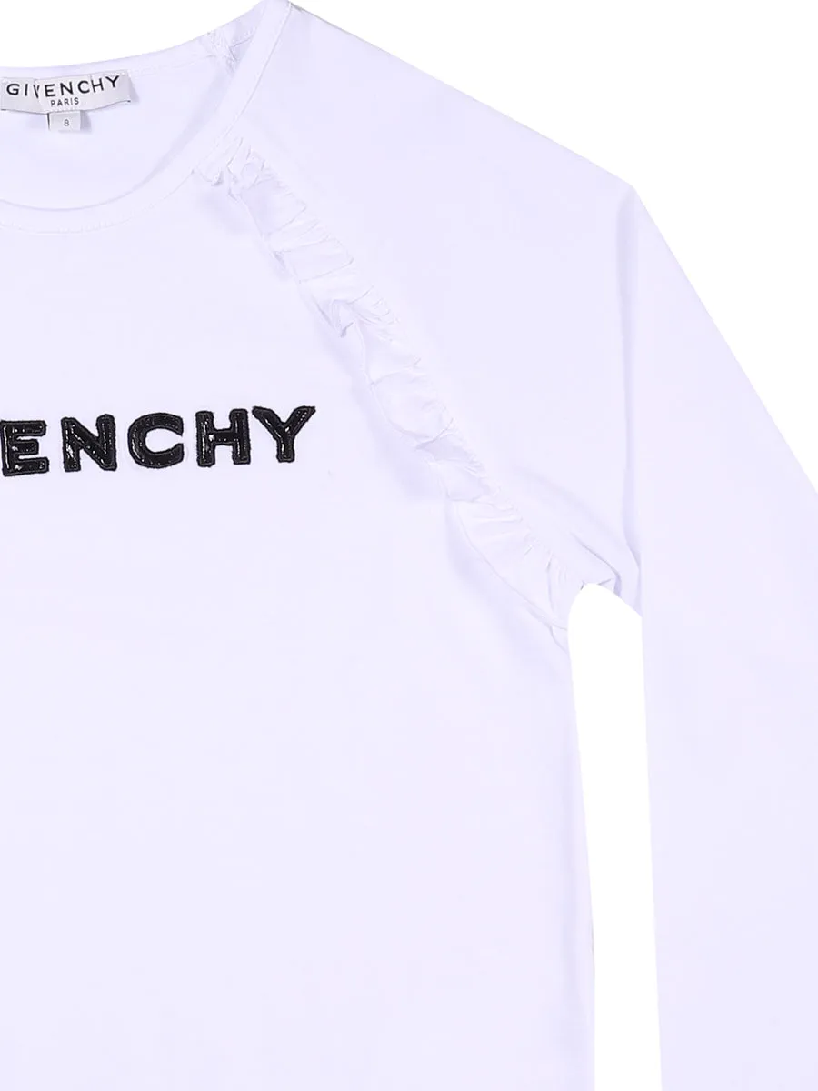 Givenchy Kids Frilled Logo Detailed Top